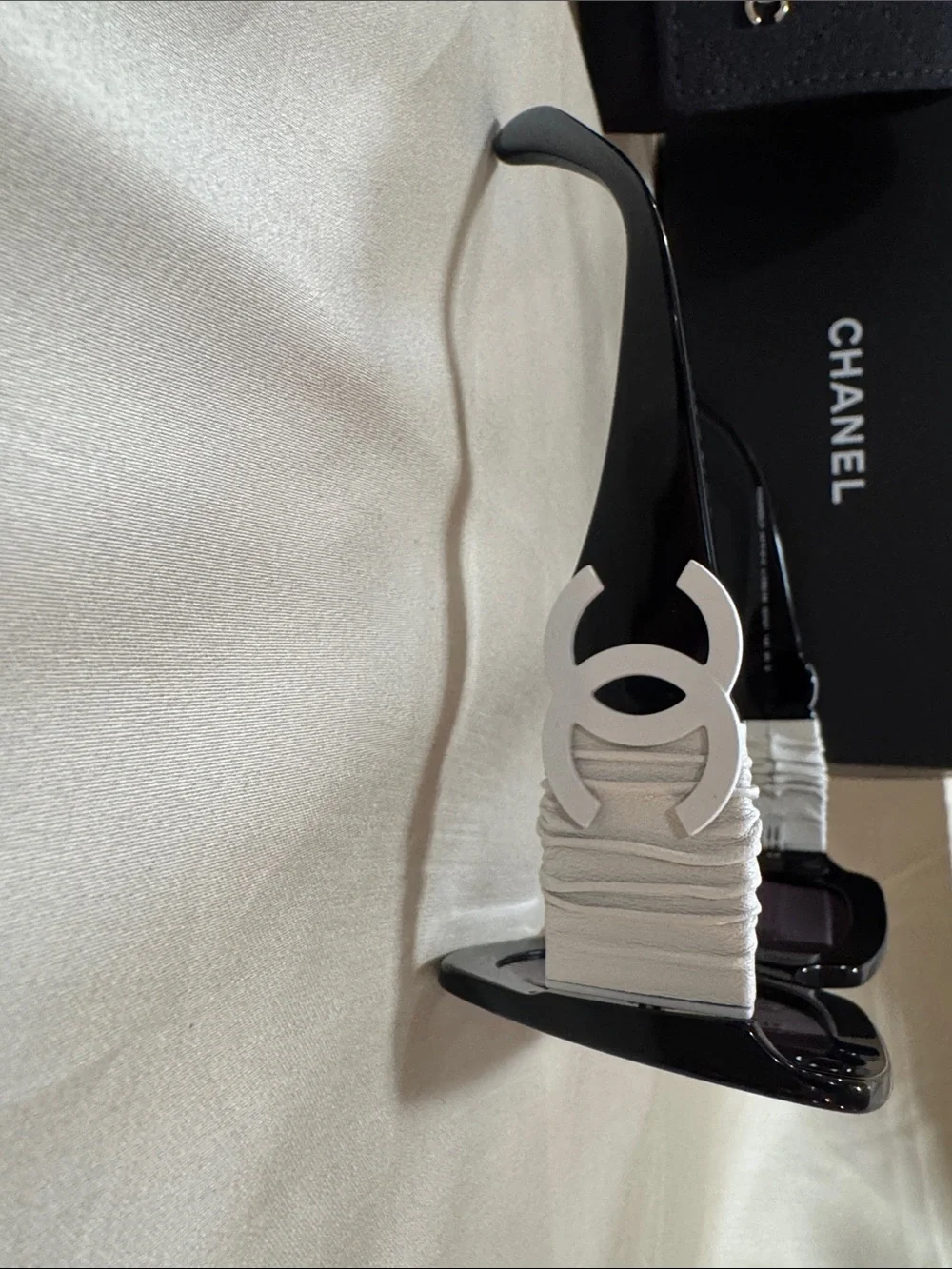 CHANEL Black and White Square Oversized Sunglasses